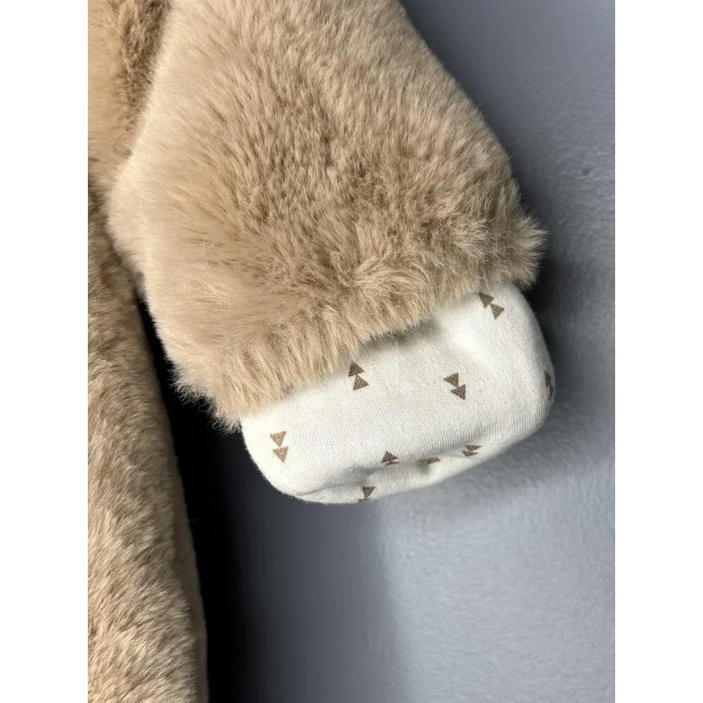 First Wish Snowsuit Baby 3-6 Months Tan Faux Fur Hood Ears Footed‎ Lined SO SOFT